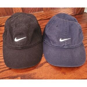 Lot Of 2 Infant Nike Hats Navy And Black White‎ Center Checks